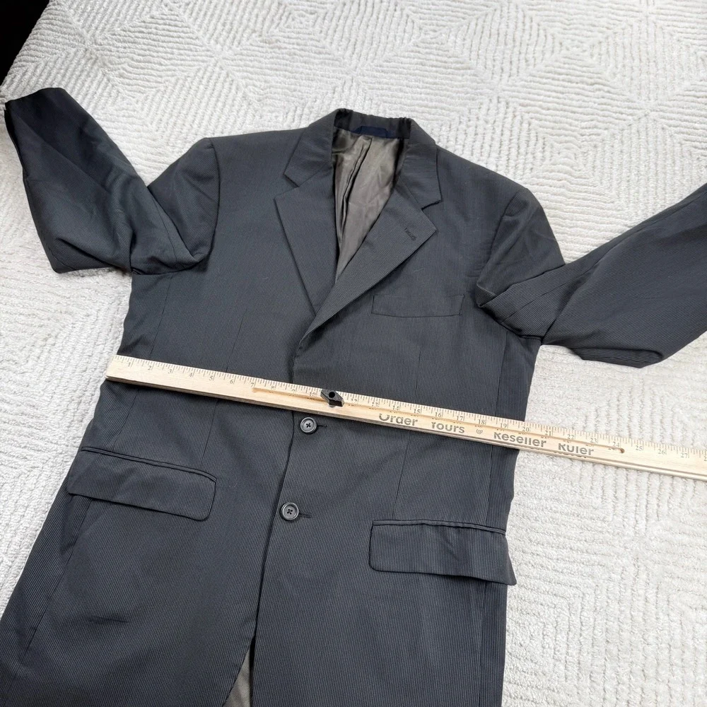 Burberry London Blazer Men's 39 Reg Charcoal Grey Pinstripe Wool Sport Coat Luxe